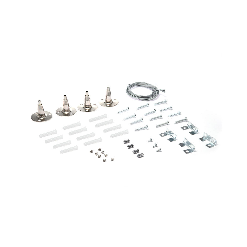 KIT COLGANTE PARA PANEL, 4 PIEZAS, 1 METRO CABLE DE ACERO