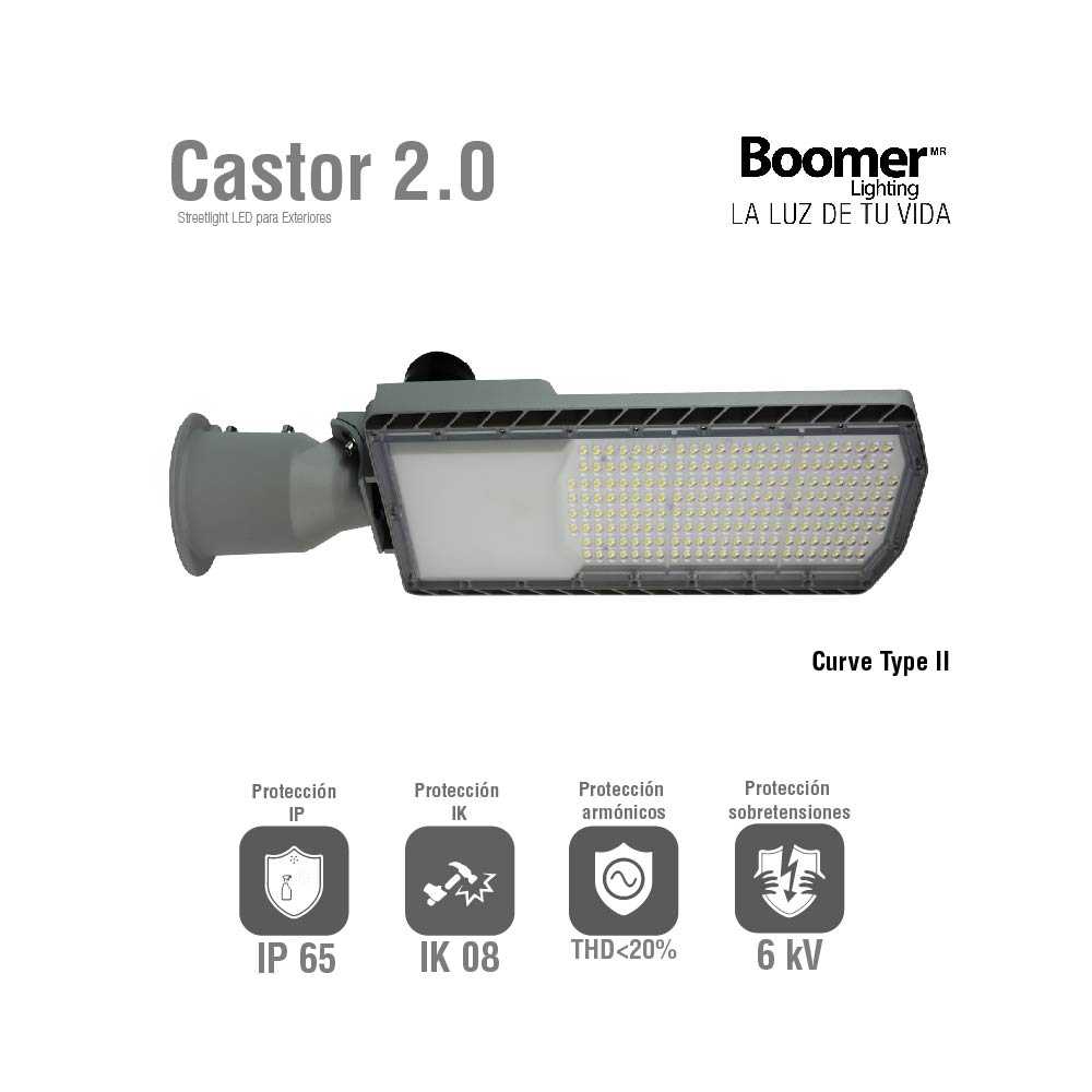 LUMINARIA URBANA CON BASE NEMA 3 PINES 150W LUZ FRÍA, IK08