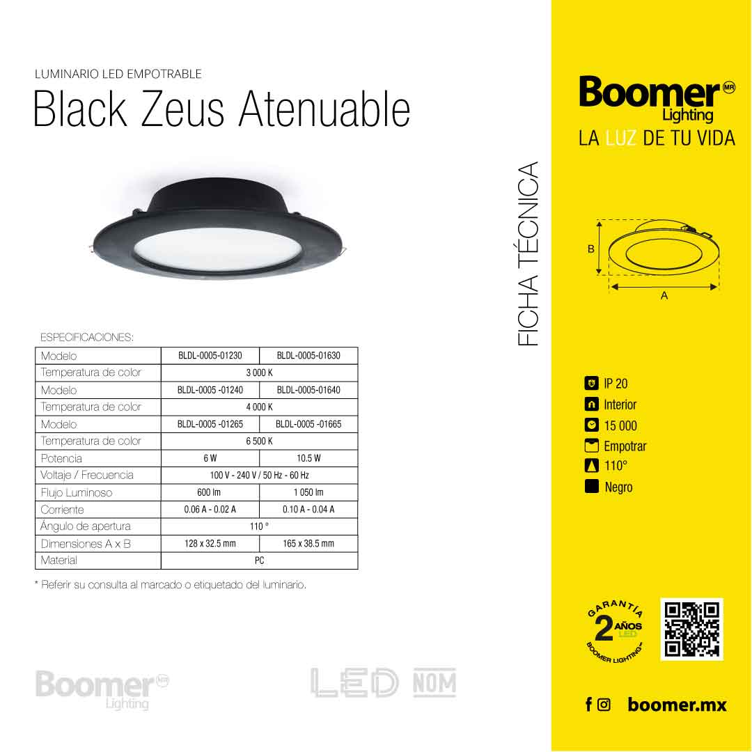 EMPOTRABLE NEGRO 10.5W ATENUABLE LUZ CÁLIDA PARA BOTE 1050LM
