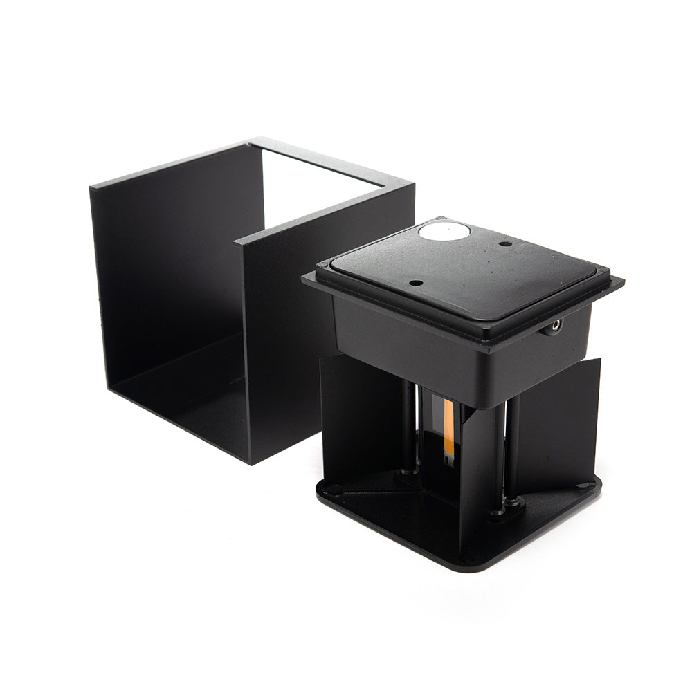 LÁMPARA ARBOTANTE BOX 3D NEGRO, 6W, LUZ CÁLIDA, EXTERIOR