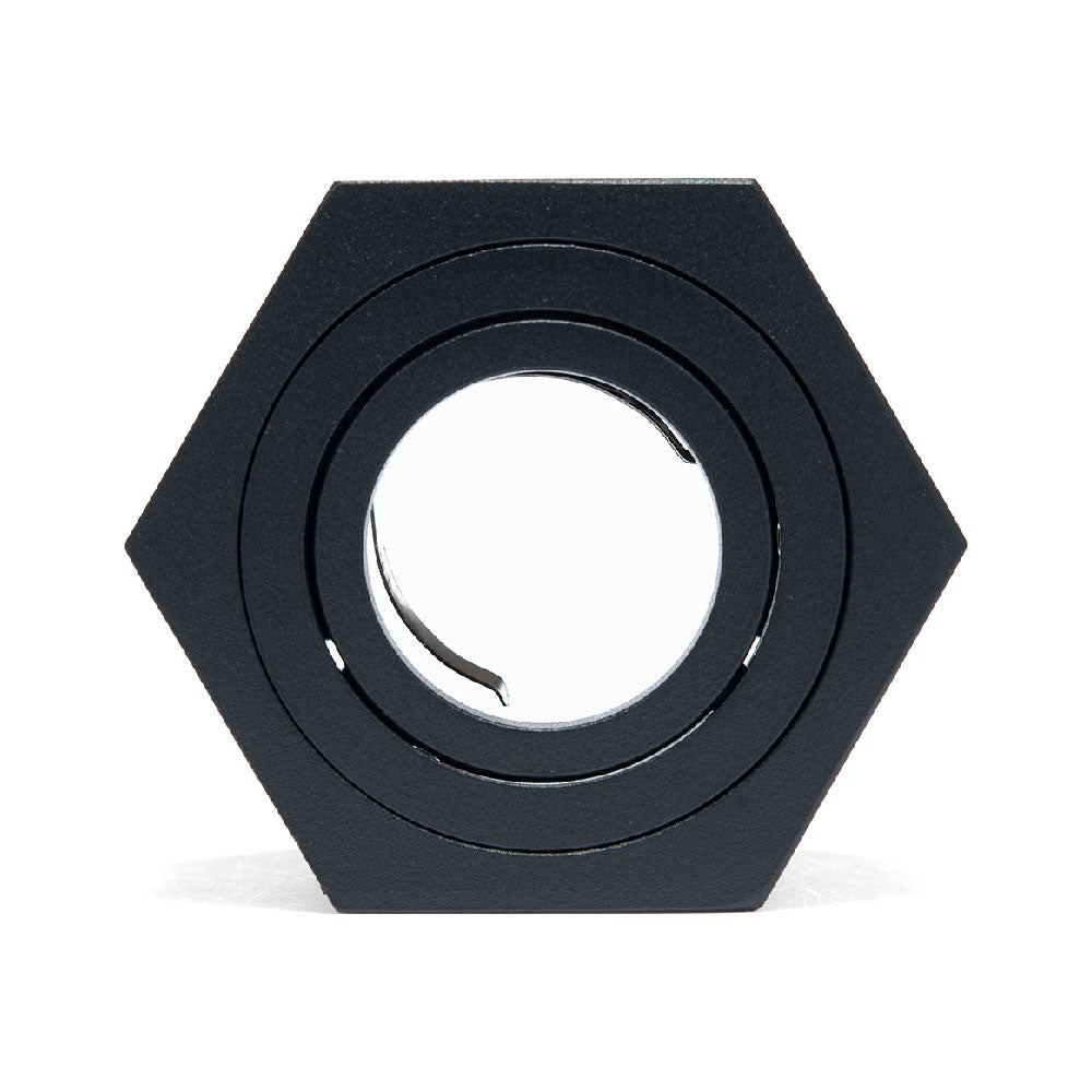 MARCO SOBREPONER NEGRO HEXA L, CON IMÁN, BASE GU10 Y MR16