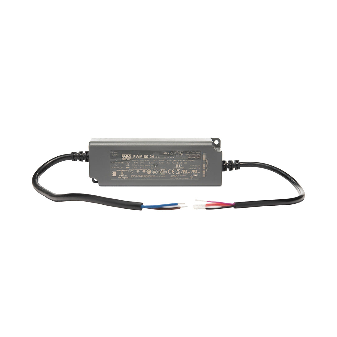 DRIVER GRIS EXTERIOR 60W 24V ENTRADA 100-305V PARA TIRA LED