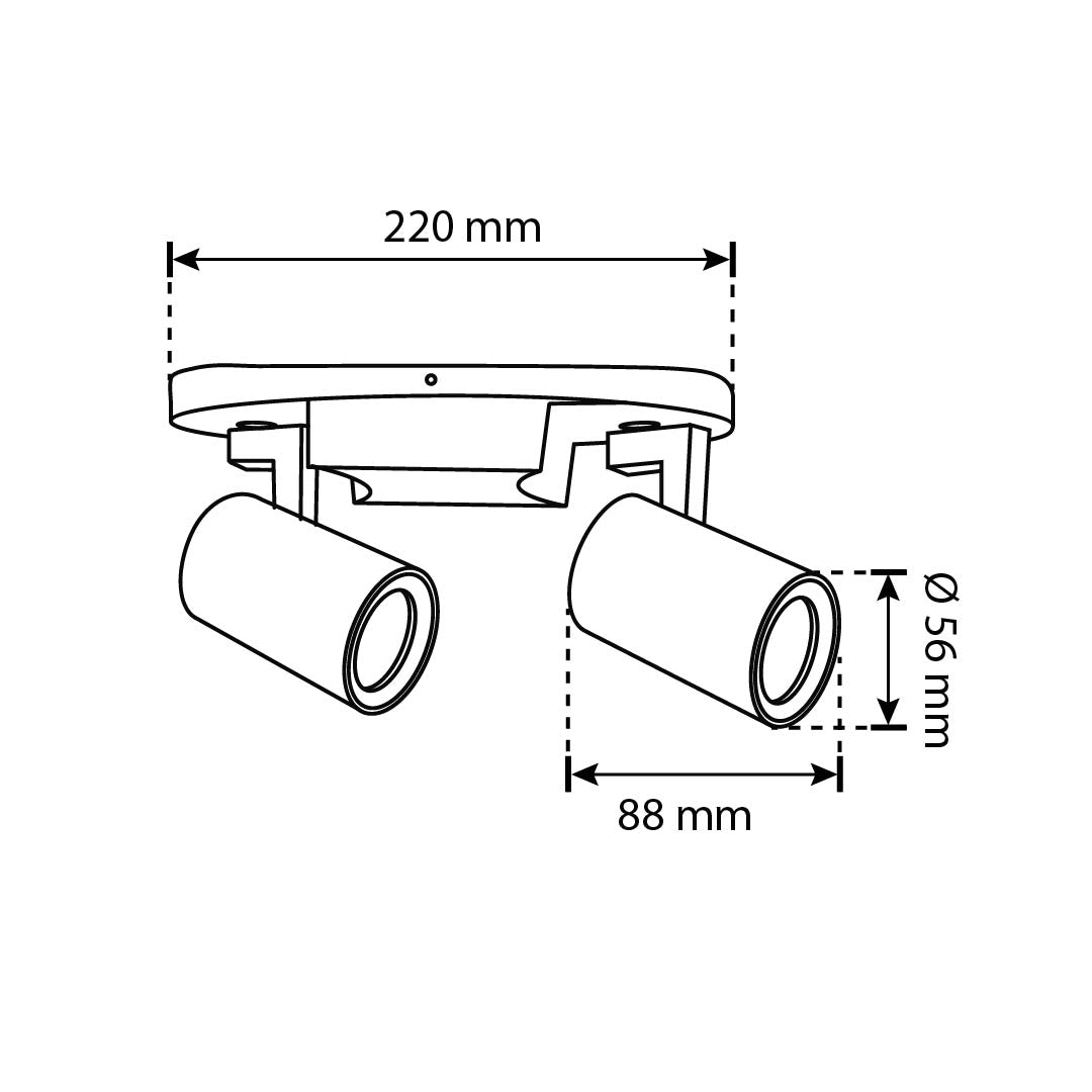 LÁMPARA SOBREPONER DOBLE DIRIGIBLE TURK BLANCO 16W, BASE GU10