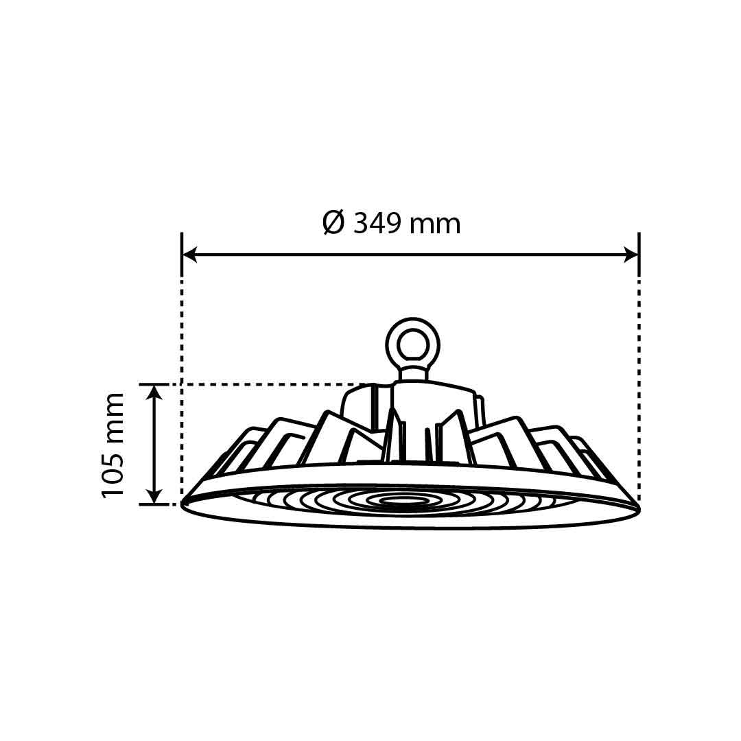 LÁMPARA INDUSTRIAL HIGHBAY LED UFO 200W LUZ FRÍA 5500K IP65 34 000 LM