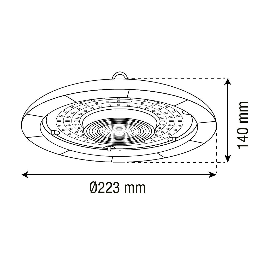 LÁMPARA CAMPANA UFO LED HIGHBAY 100W LUZ FRÍA IP65, 11000 LM