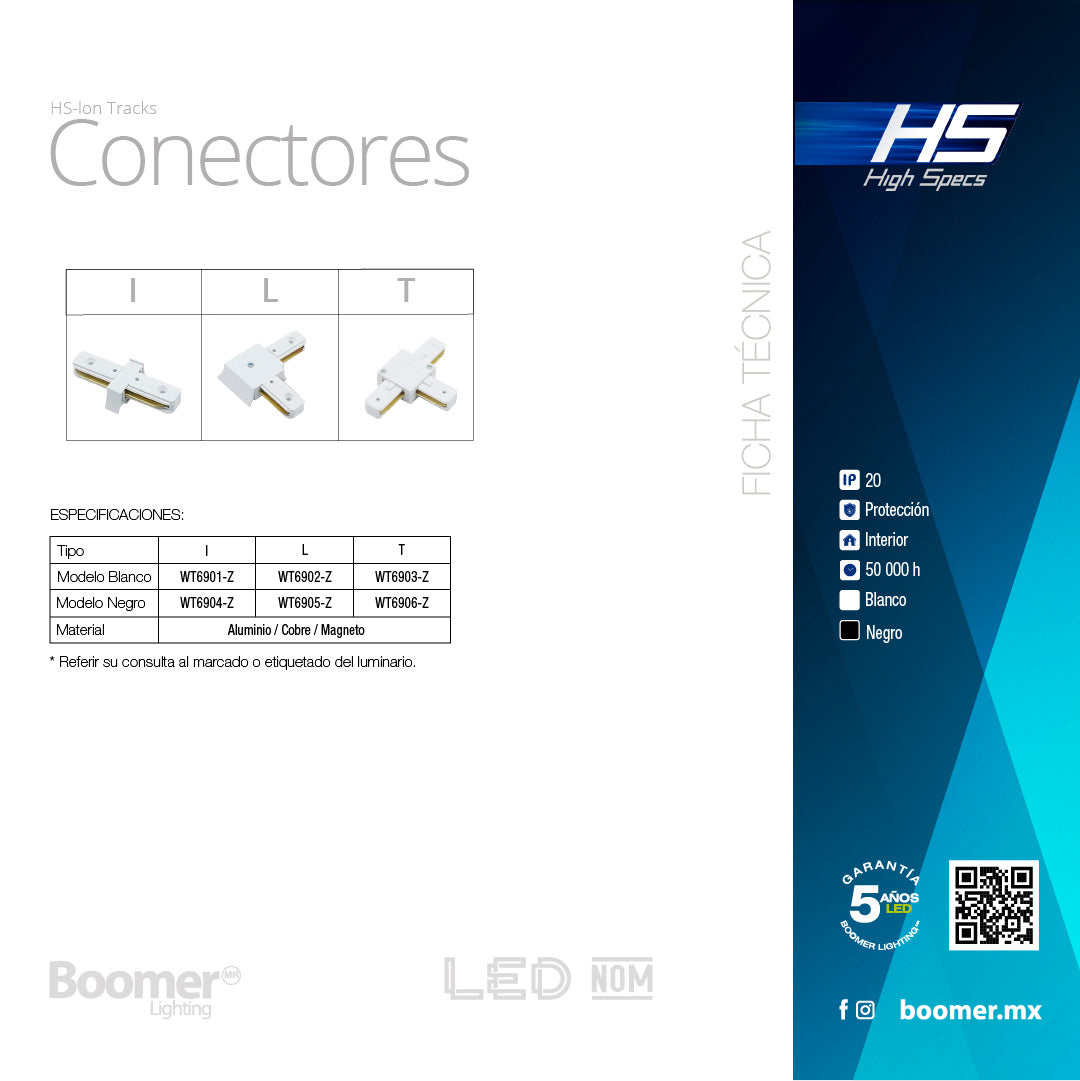 CONECTOR NEGRO PARA RIEL HS, TIPO L