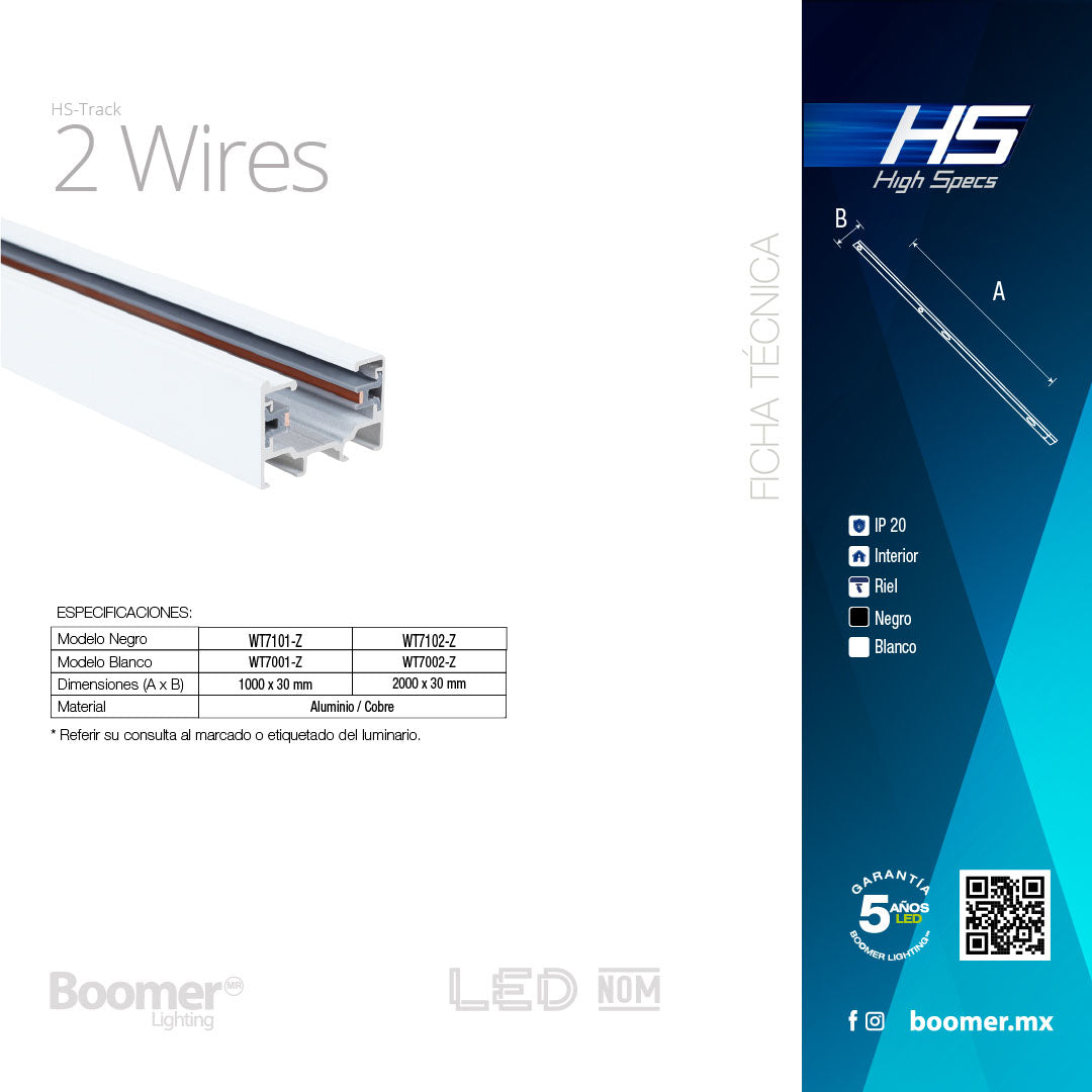 RIEL ELÉCTRICO SOBREPONER HS NEGRO, 1 METRO