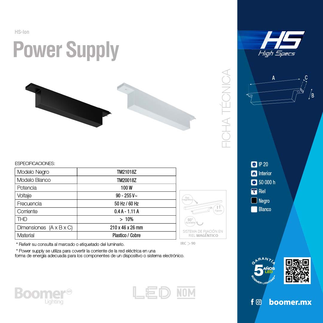 FUENTE DE PODER HS-ION BLANCO, 100 W (100 D40V)