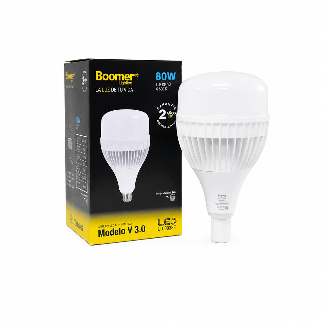 FOCO LED BALA ALTA POTENCIA 80W LUZ FRÍA BASE E27 Y E40