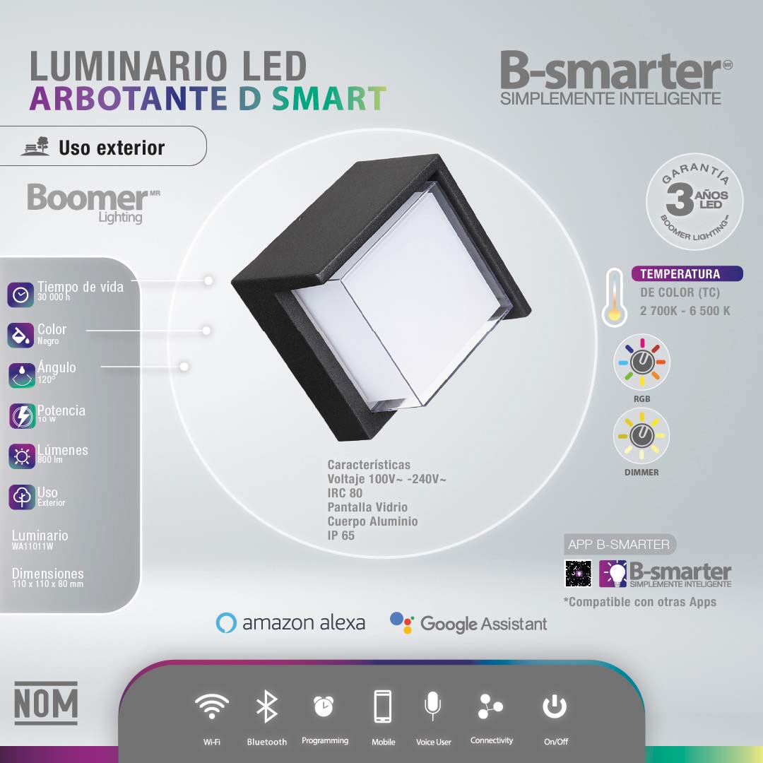 ARBOTANTE PARA PARED SMART D, 10W, RGB, CCT, DIM, APP, EXT