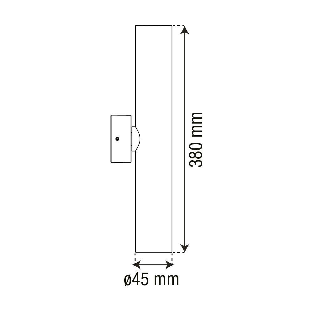 ARBOTANTE NEGRO PARA PARED ZEN 2X10W, 36°, LUZ CÁLIDA, 822 LM
