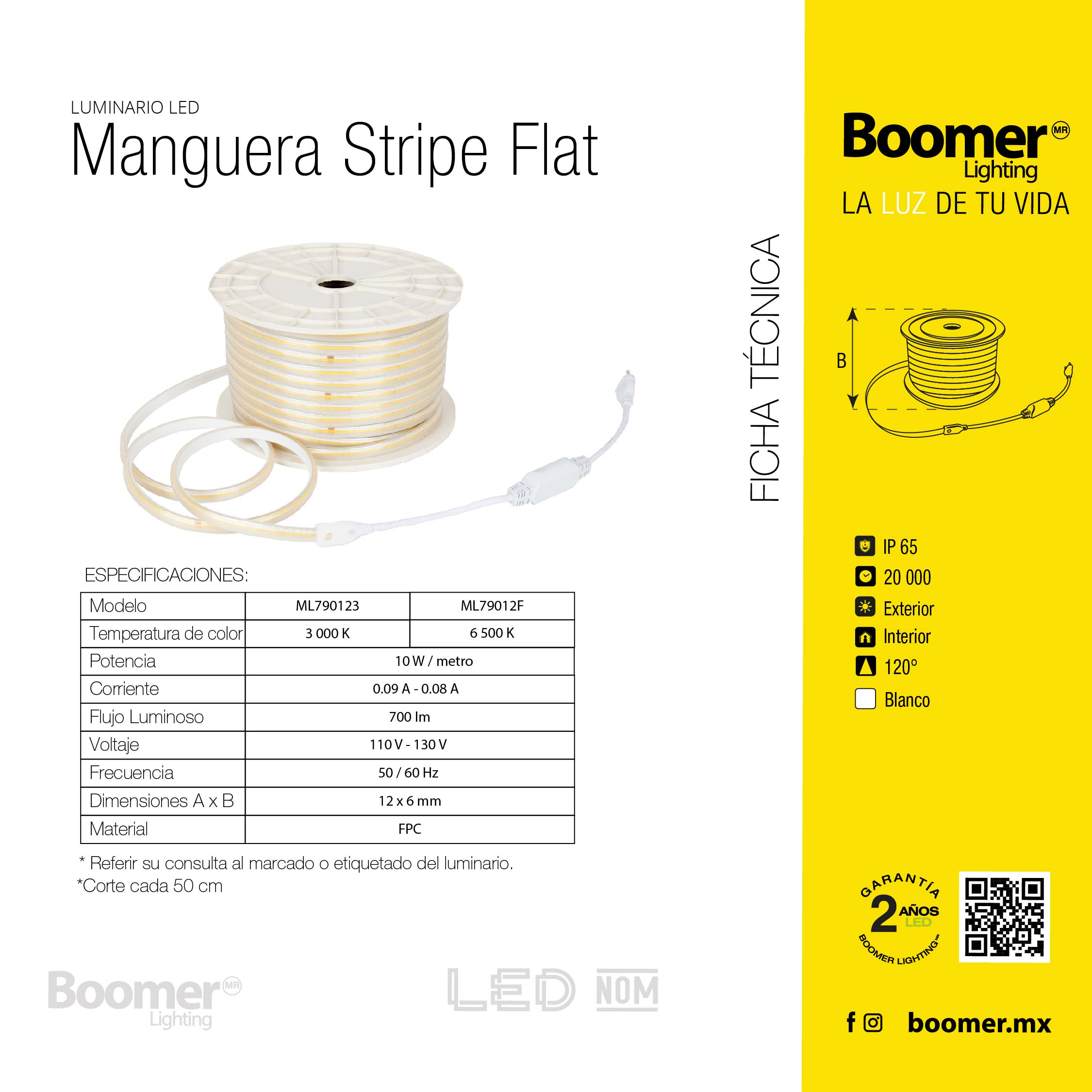 MANGUERA LED STRIPE 25 METROS, CORTE A 25CM, LUZ CÁLIDA, EXT