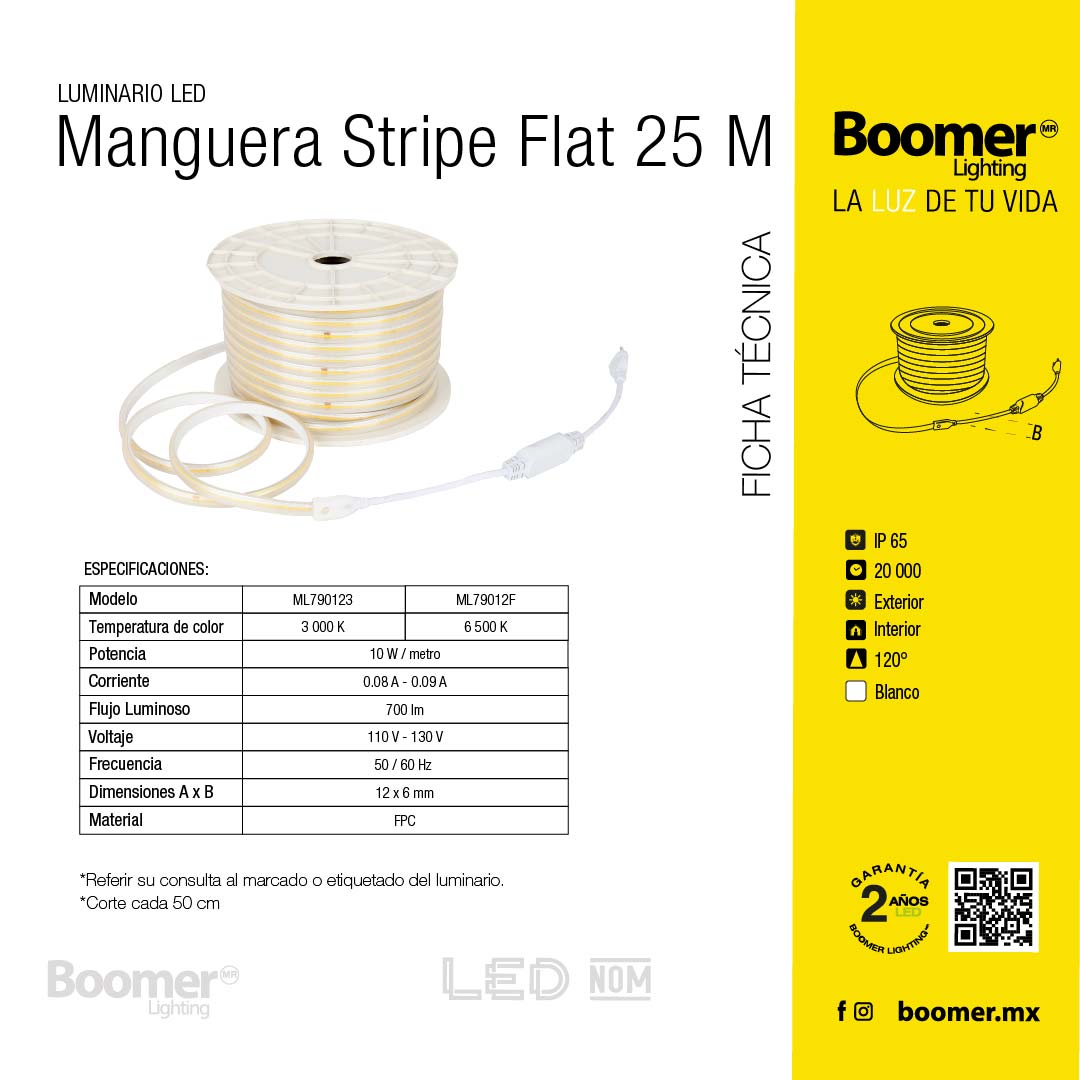 MANGUERA LED STRIPE 25 METROS, CORTE A 25CM, LUZ FRÍA, EXT