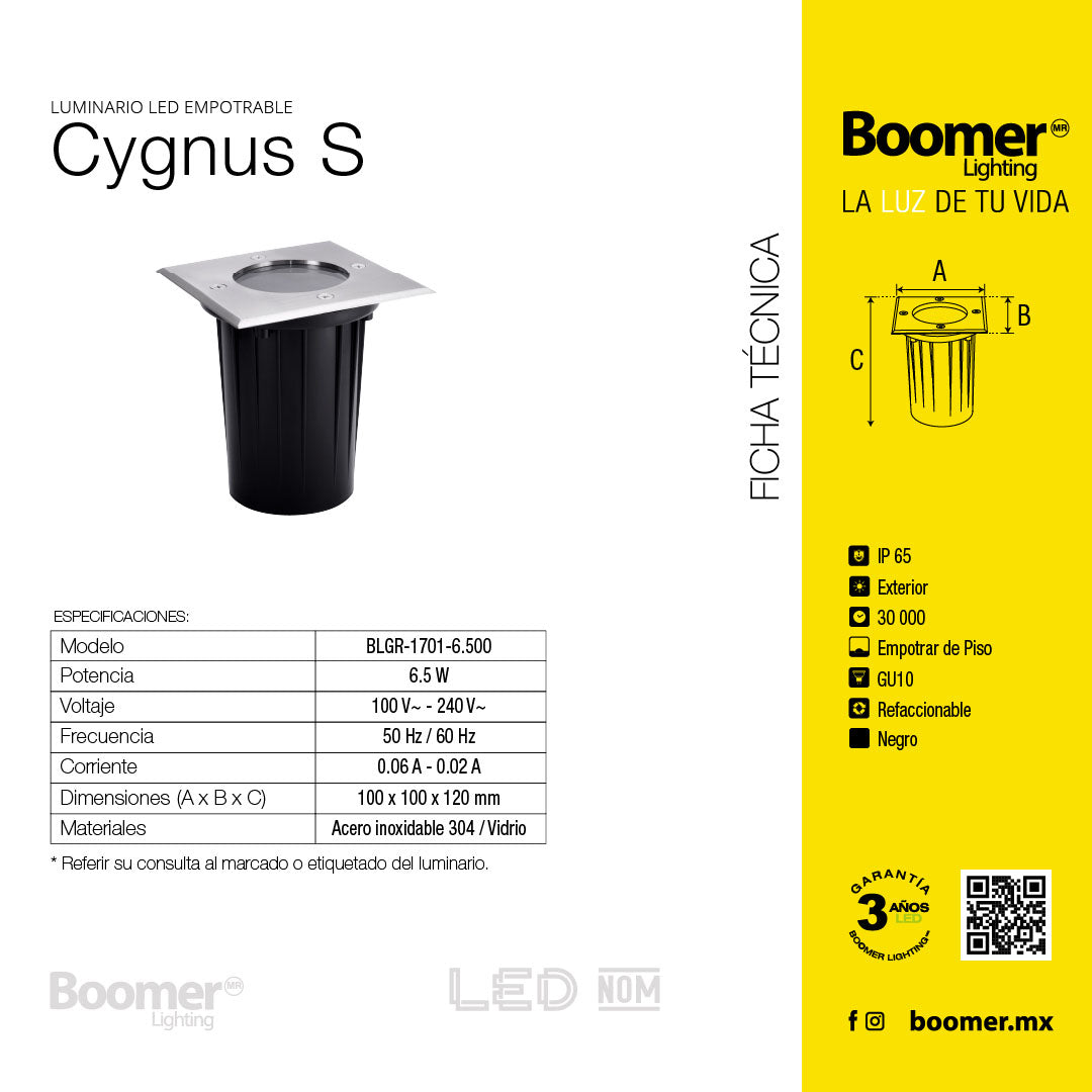 EMPOTRABLE Cuadrado A PISO, BASE GU10, 6.5W, 100-240V~