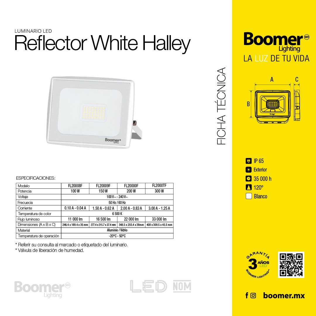 REFLECTOR PROYECTOR 200W IP65, IK07, 6kV SBT, 6500K, 22000LM