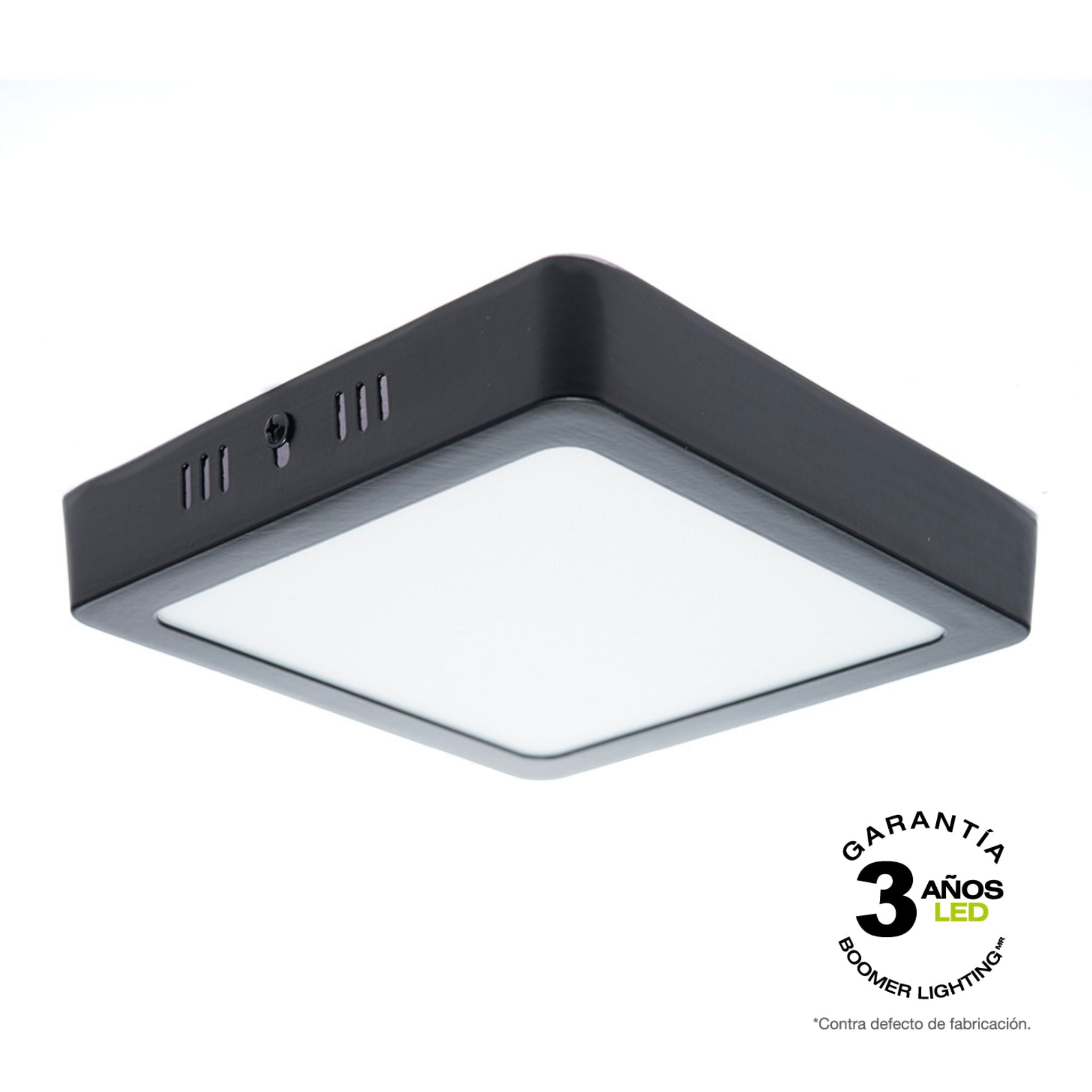 PANEL LED CUADRADO NEGRO PARA SOBREPONER DE 12W, LUZ CÁLIDA O FRÍA
