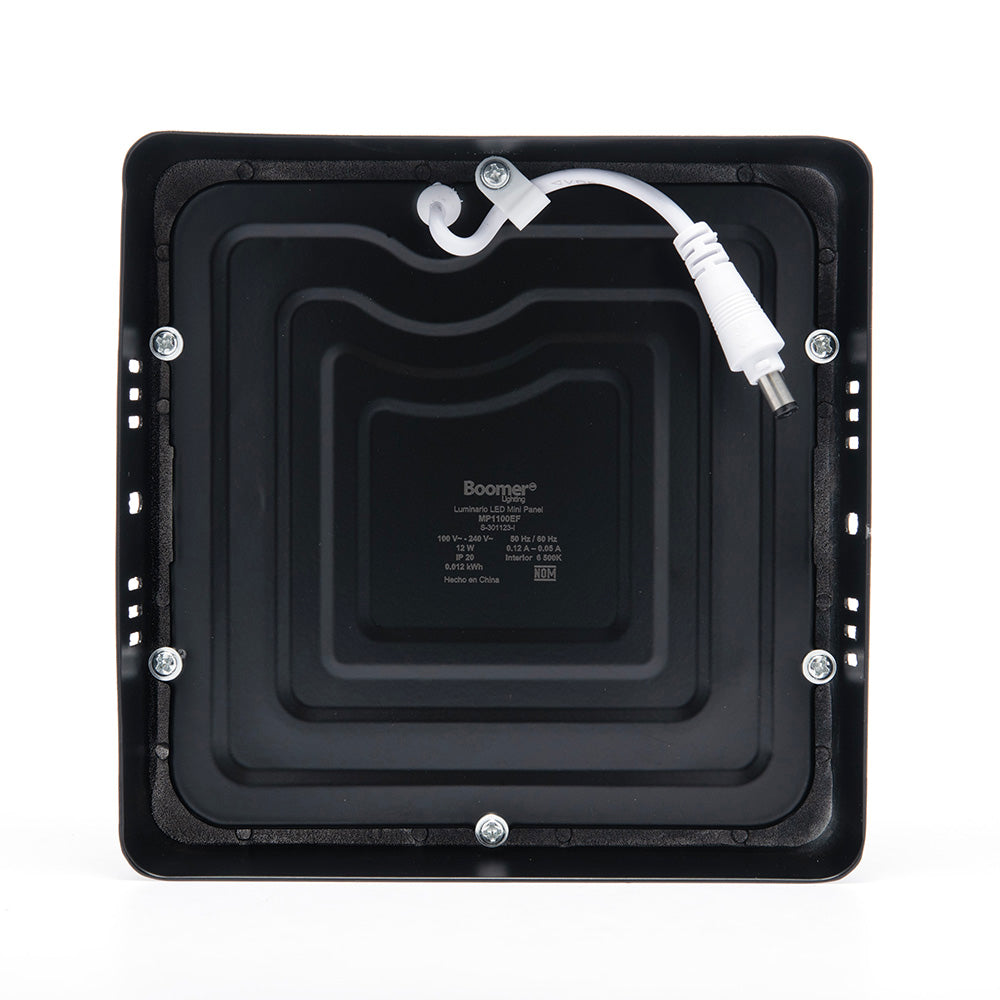 PANEL LED CUADRADO NEGRO PARA SOBREPONER, 12W, 840LM