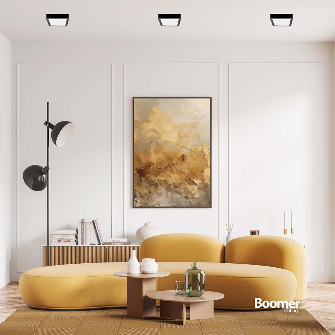 PANEL LED CUADRADO NEGRO PARA SOBREPONER DE 12W, LUZ CÁLIDA O FRÍA