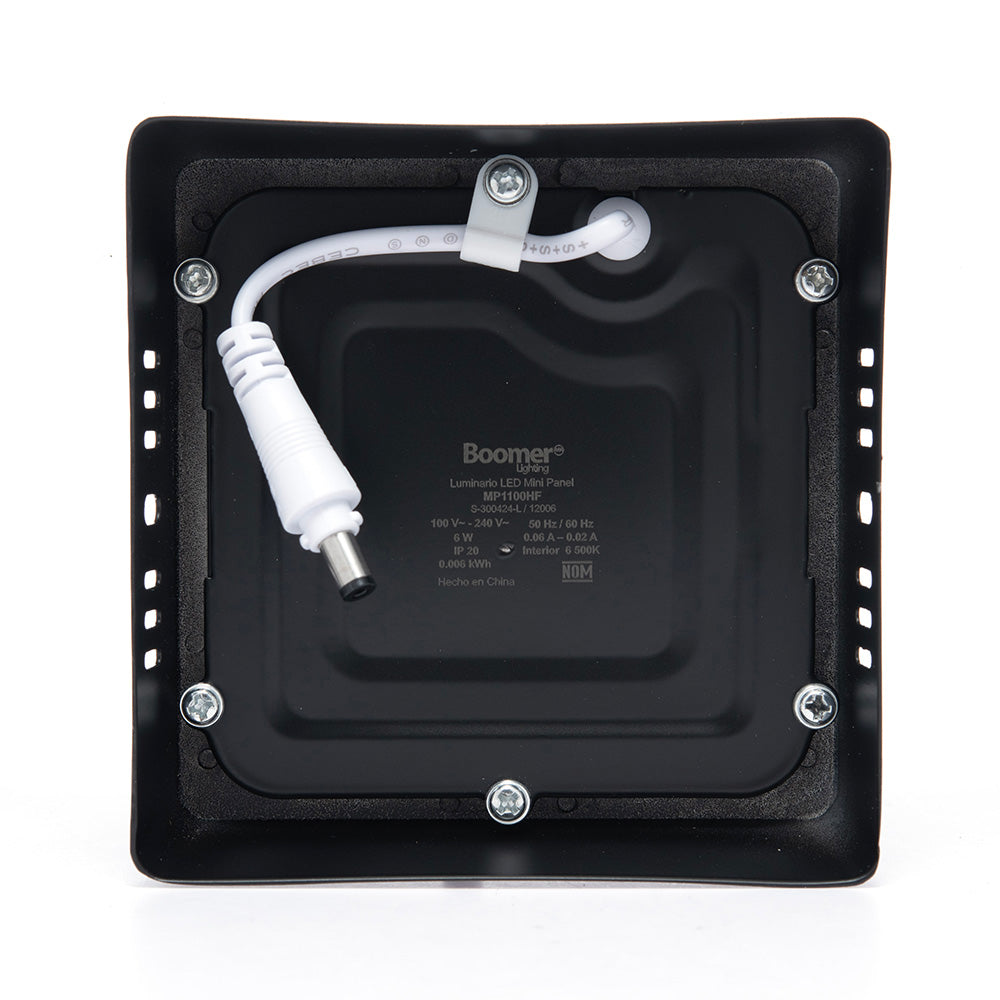 PANEL LED CUADRADO NEGRO PARA SOBREPONER, 6W, 420LM