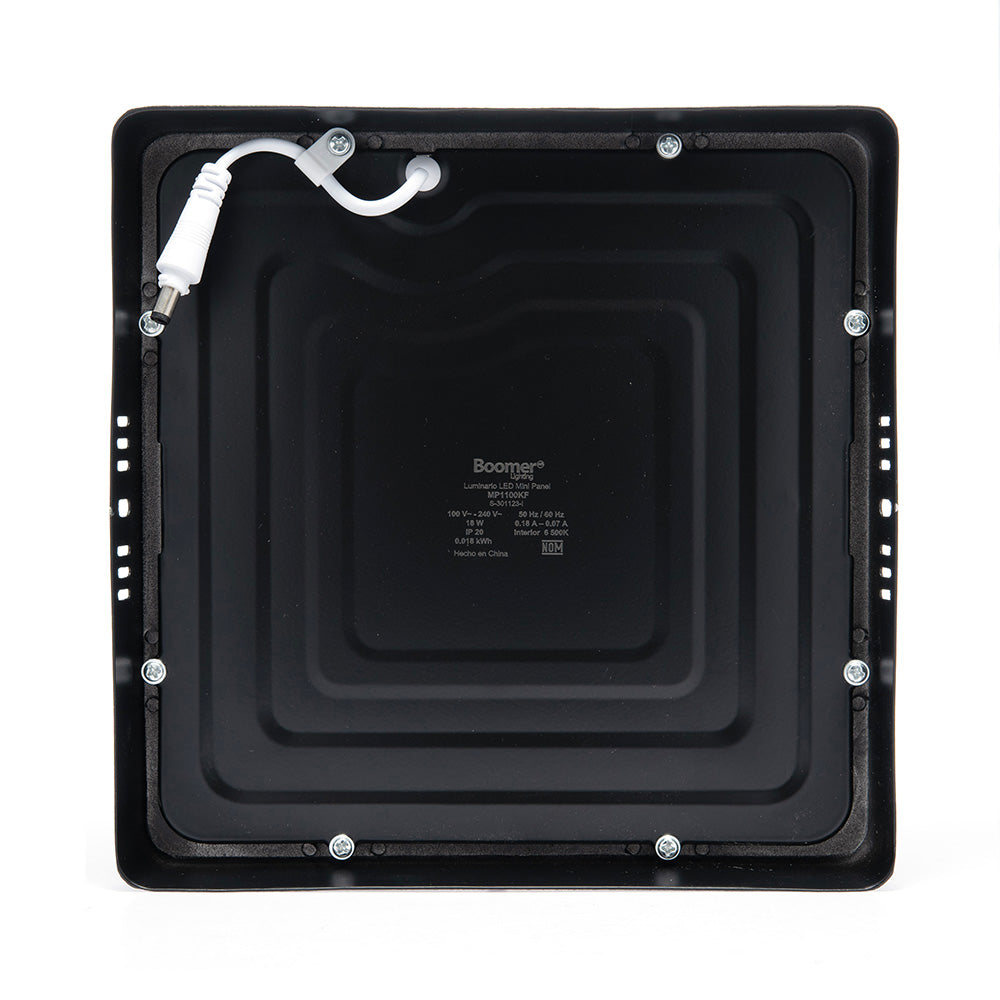 PANEL LED CUADRADO NEGRO 18W 6500K 1260LM SOBREPONER IP20