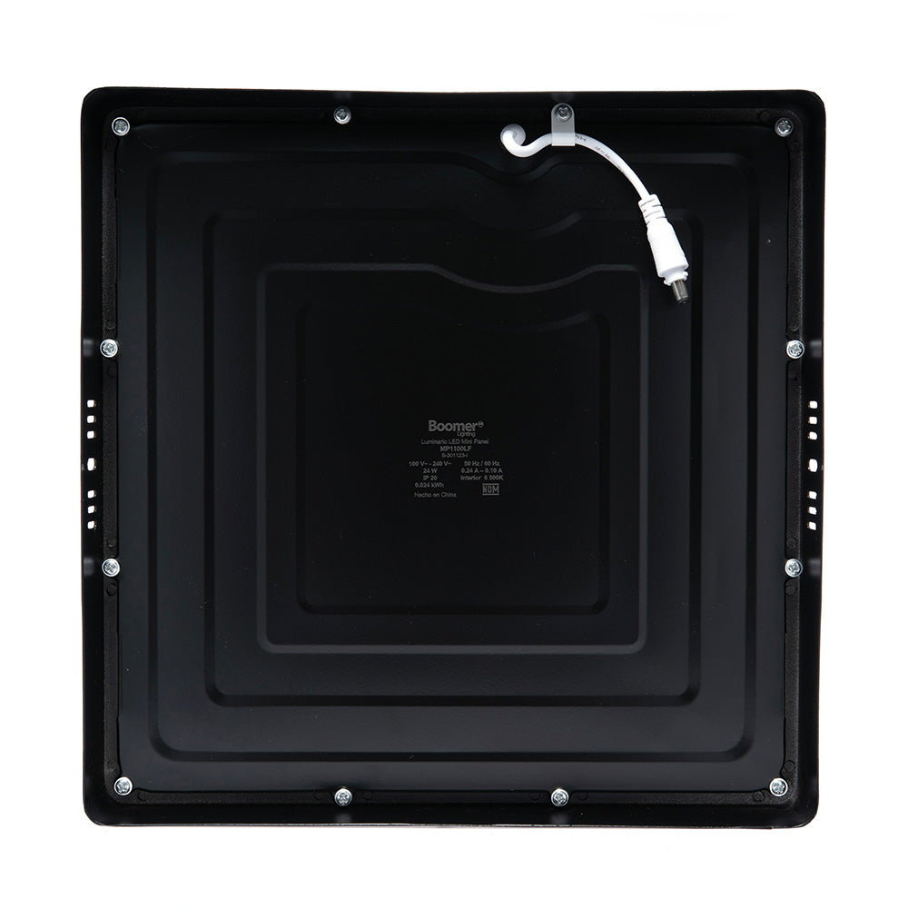 PANEL LED CUADRADO NEGRO PARA SOBREPONER, 24W, LUZ CÁLIDA