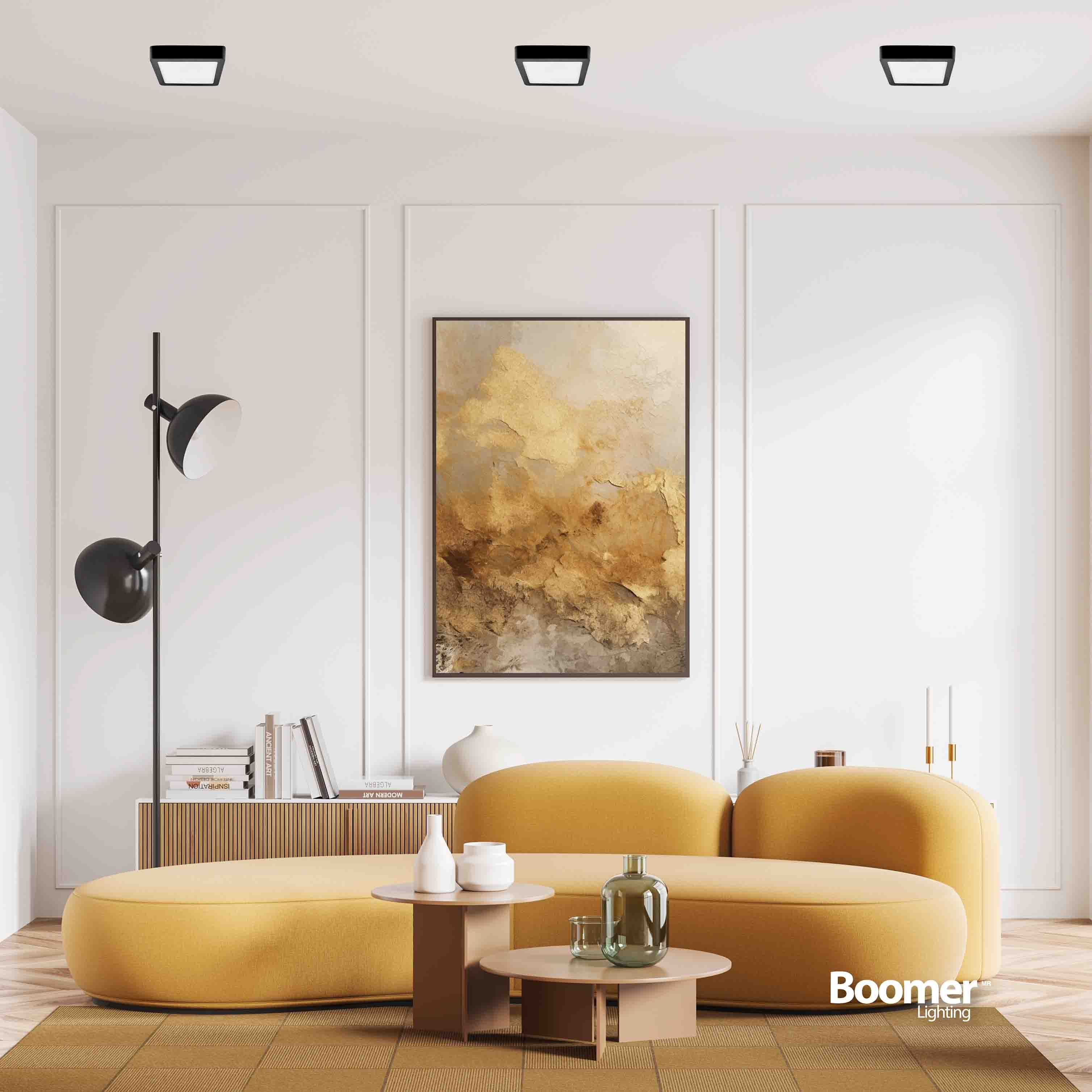 PANEL LED CUADRADO NEGRO PARA SOBREPONER, 24W, LUZ CÁLIDA