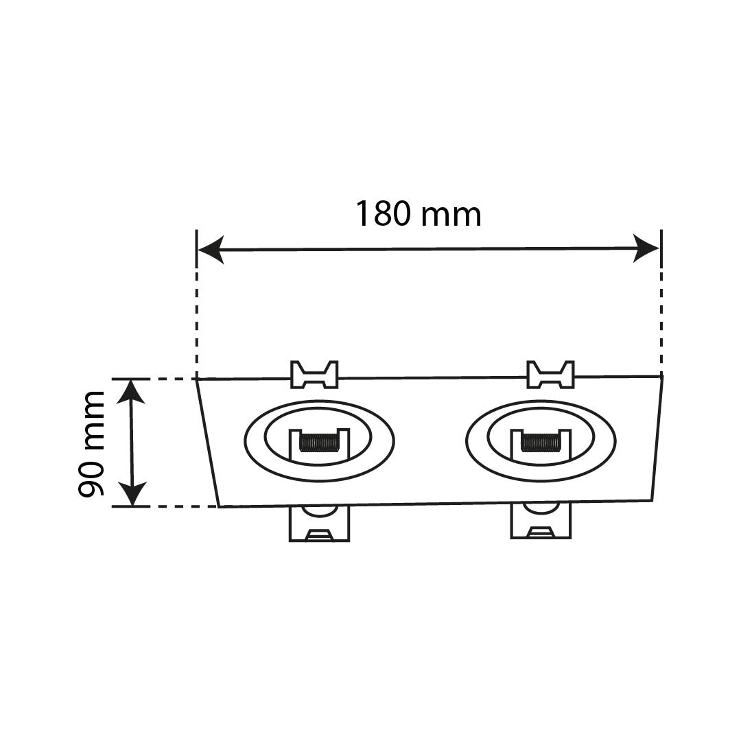MARCO EMPOTRABLE DOBLE NEGRO CUADRADO Y4R1, BASE MR16, ALUMINIO