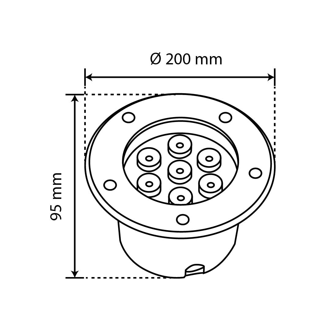 EMPOTRABLE LED Redondo A PISO, 9W, 100-240V~ IP66 3000 k