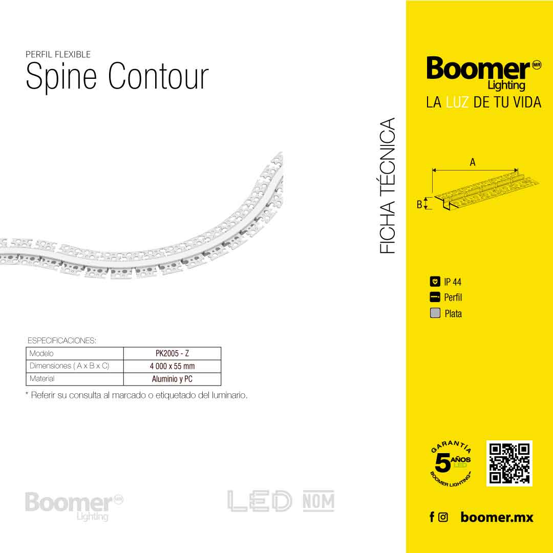 PERFIL HS FLEXIBLE SPINE BLANCO CON DIFUSOR, 2M, AL, IP44