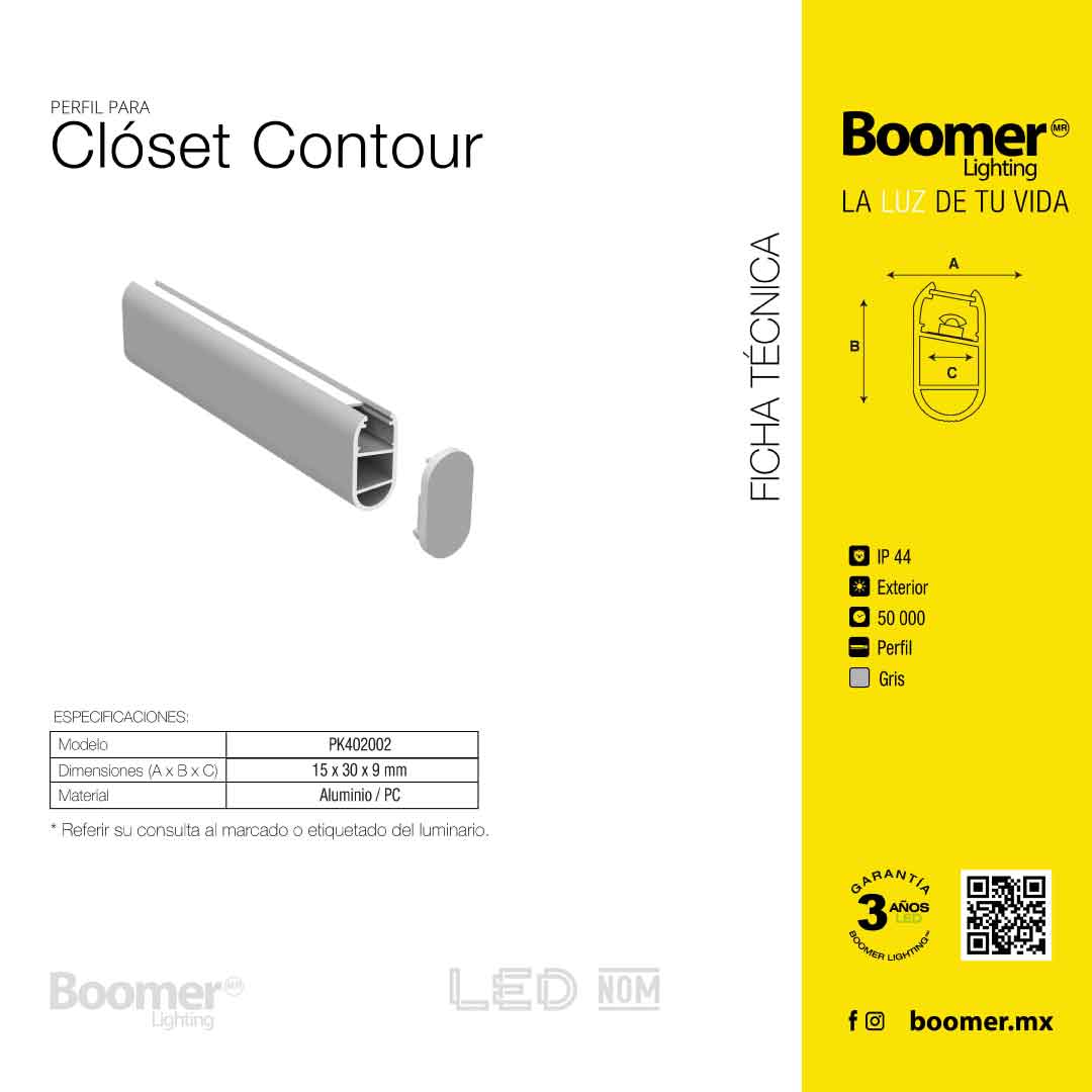 PERFIL DE ALUMINIO PLATA PARA TIRA LED DE 2 METROS IP44