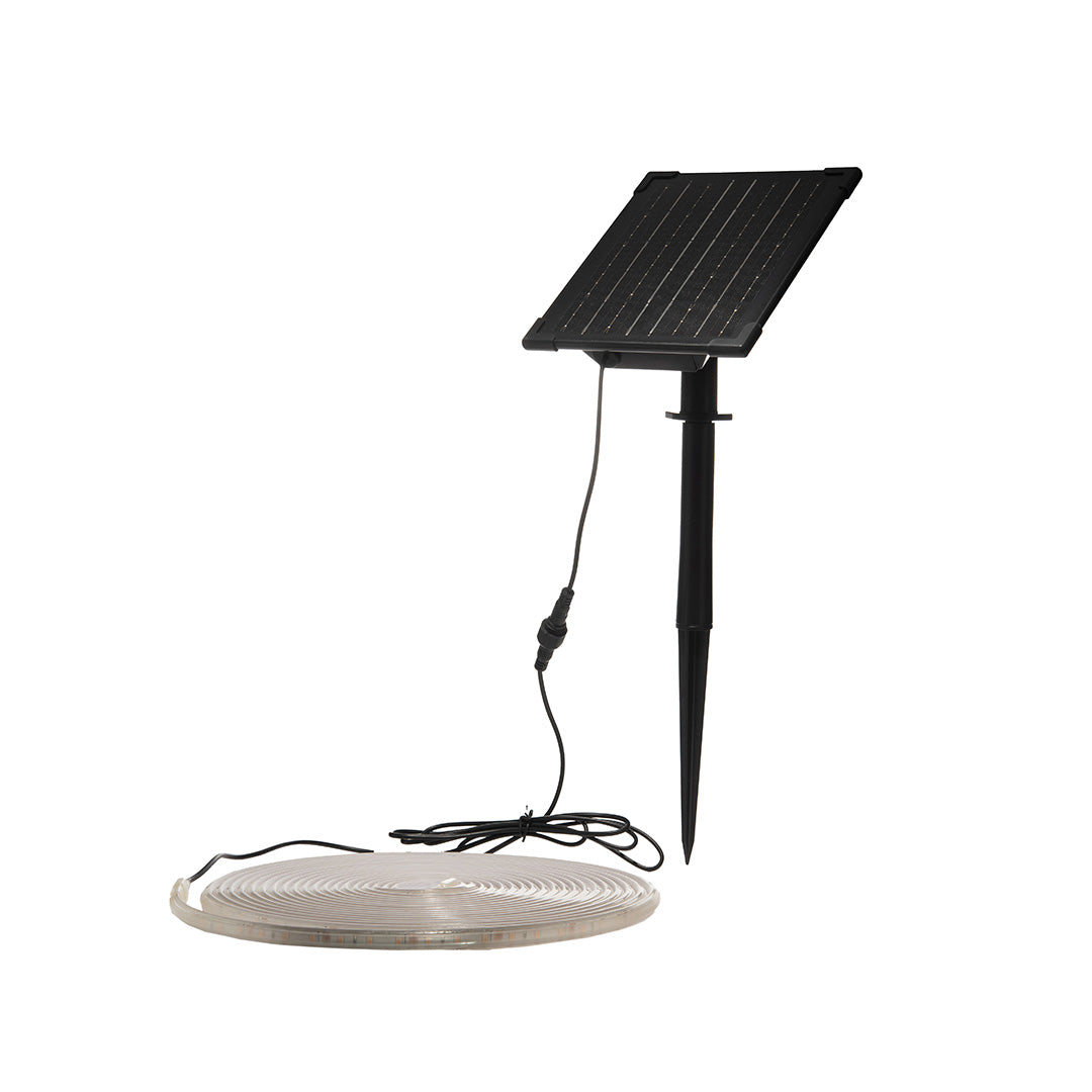 MANGUERA LED CON PANEL SOLAR, LUZ CALIDA, 10 METROS