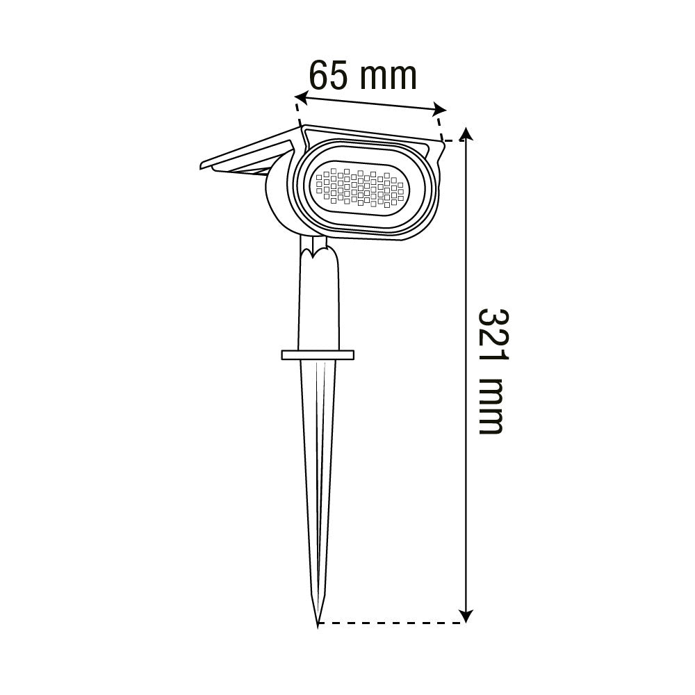 LÁMPARA SOLAR LED TIPO ESTACA 120°, LUZ CÁLIDA, PARA JARDÍN
