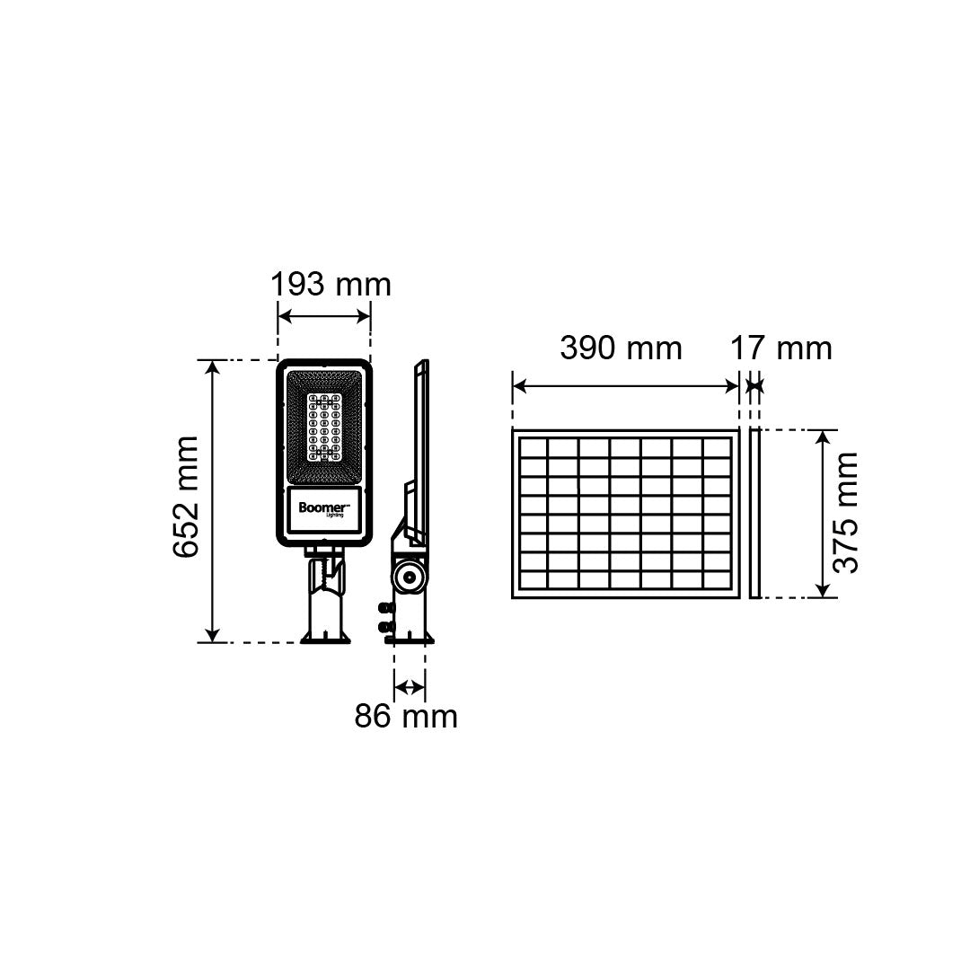 REFLECTOR SOLAR LED EXTERIOR REGULUS 100W LUZ FRÍA 6500K IP65 CON CONTROL