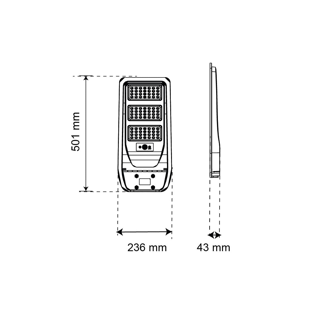 LUMINARIA EXTERIOR CON PANEL SOLAR ALL IN ONE, 100W, LUZ FRÍA