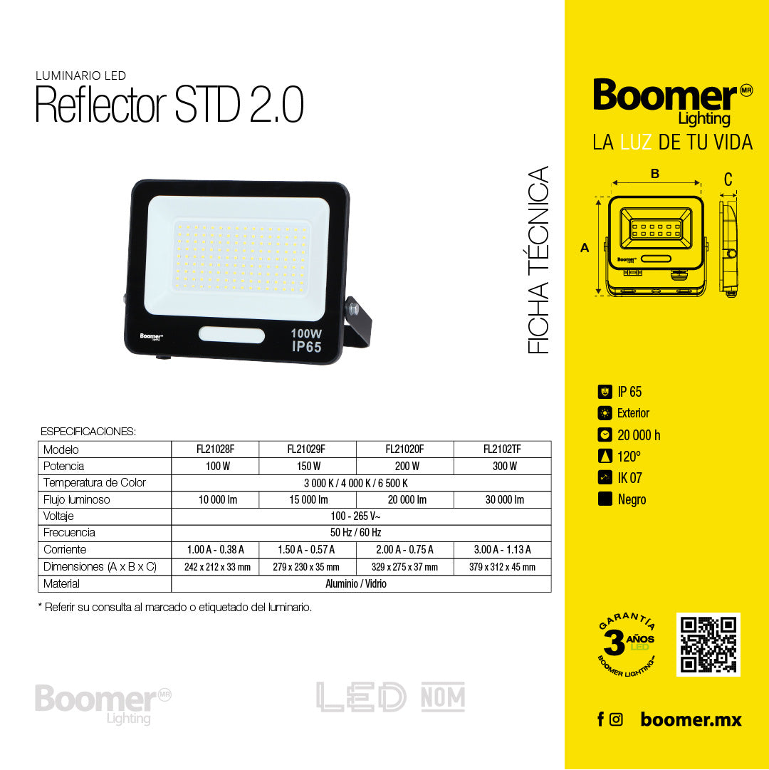 REFLECTOR PROYECTOR STD 100W, 6500K, 10000LM, IK07