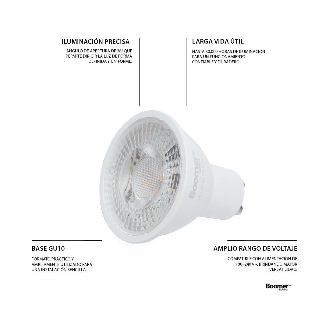 10 FOCOS LED GU10 6.5W LUZ CÁLIDA, 585 LM, NO ATENUABLE