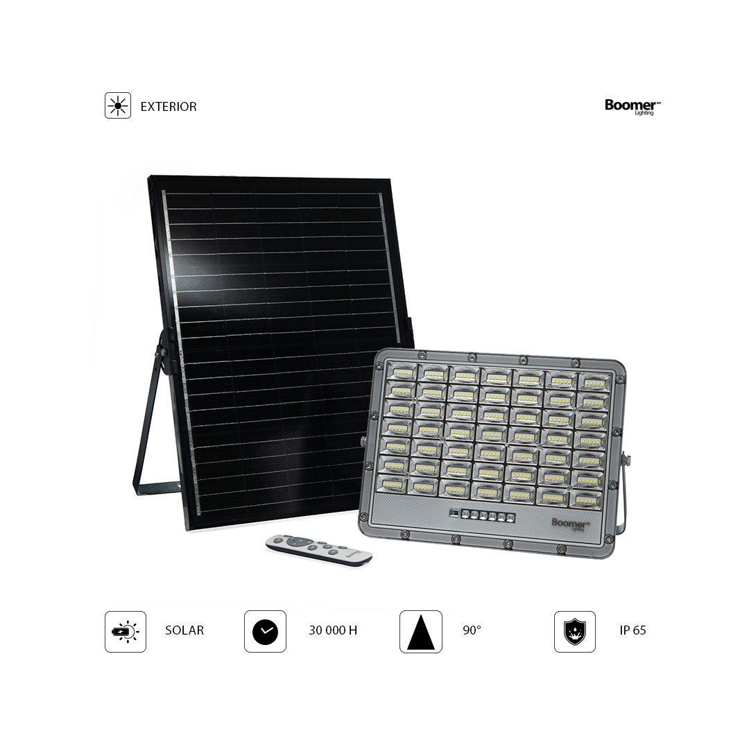 REFLECTOR CON PANEL SOLAR YUMA, 200W, LUZ FRÍA, CON CONTROL