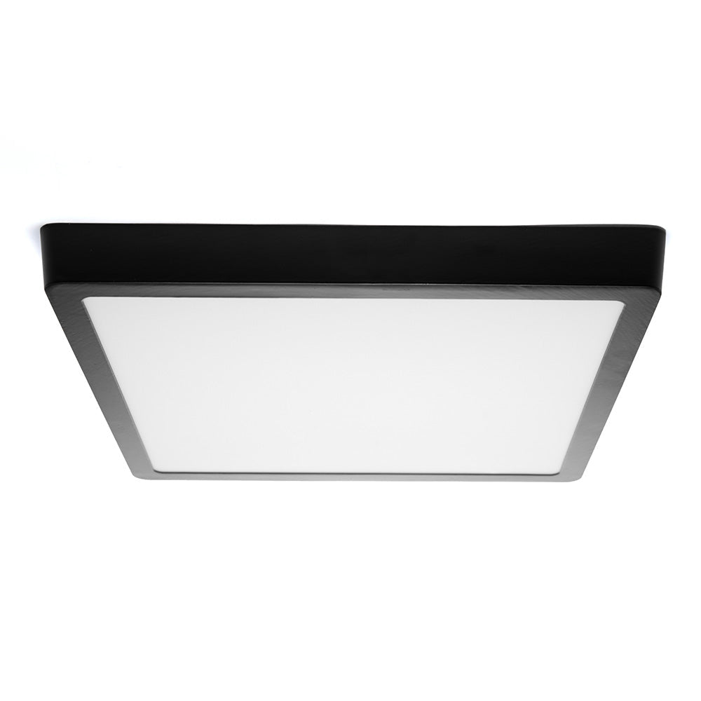 PANEL LED CUADRADO NEGRO PARA SOBREPONER, 24W, LUZ CÁLIDA