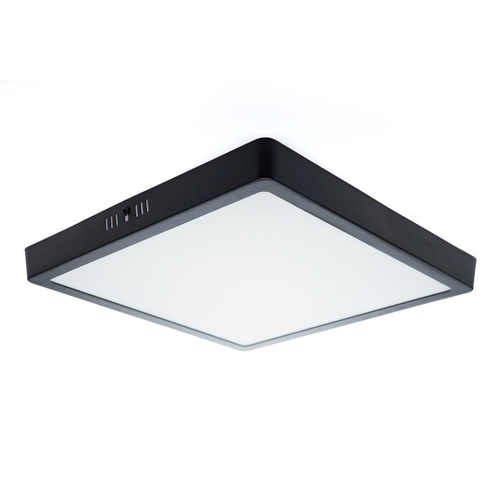 PANEL LED CUADRADO NEGRO PARA SOBREPONER, 24W, LUZ CÁLIDA