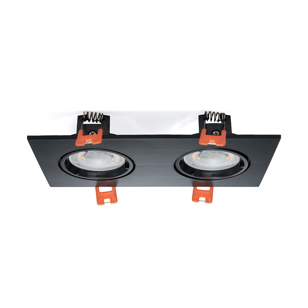 MARCO EMPOTRABLE DOBLE Y1R3 CUADRADO NEGRO BASE MR16, PC
