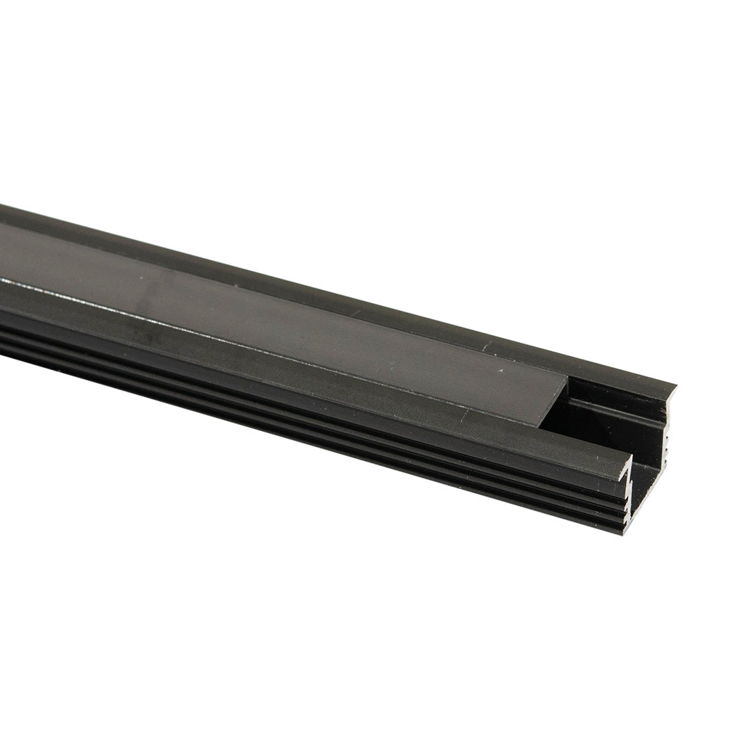 PERFIL EMPOTRABLE NEGRO CON CEJA R PARA TIRA, 2M, IP44, AL