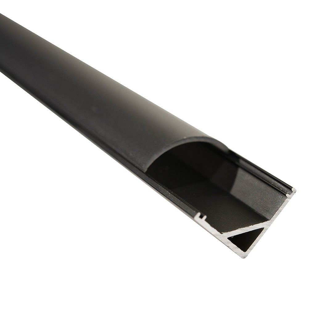 PERFIL ALUMINIO ESQUINERO NEGRO PARA TIRA LED, 2M, IP44
