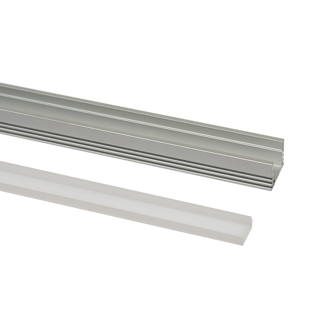 PERFIL ALUMINIO RECTANGULAR PLATA PARA TIRA, 2M, IP44