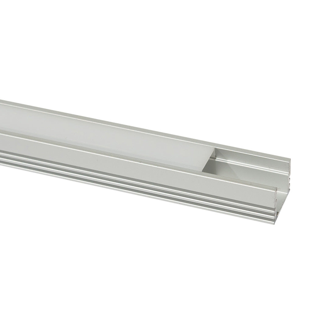 PERFIL ALUMINIO RECTANGULAR PLATA PARA TIRA, 2M, IP44