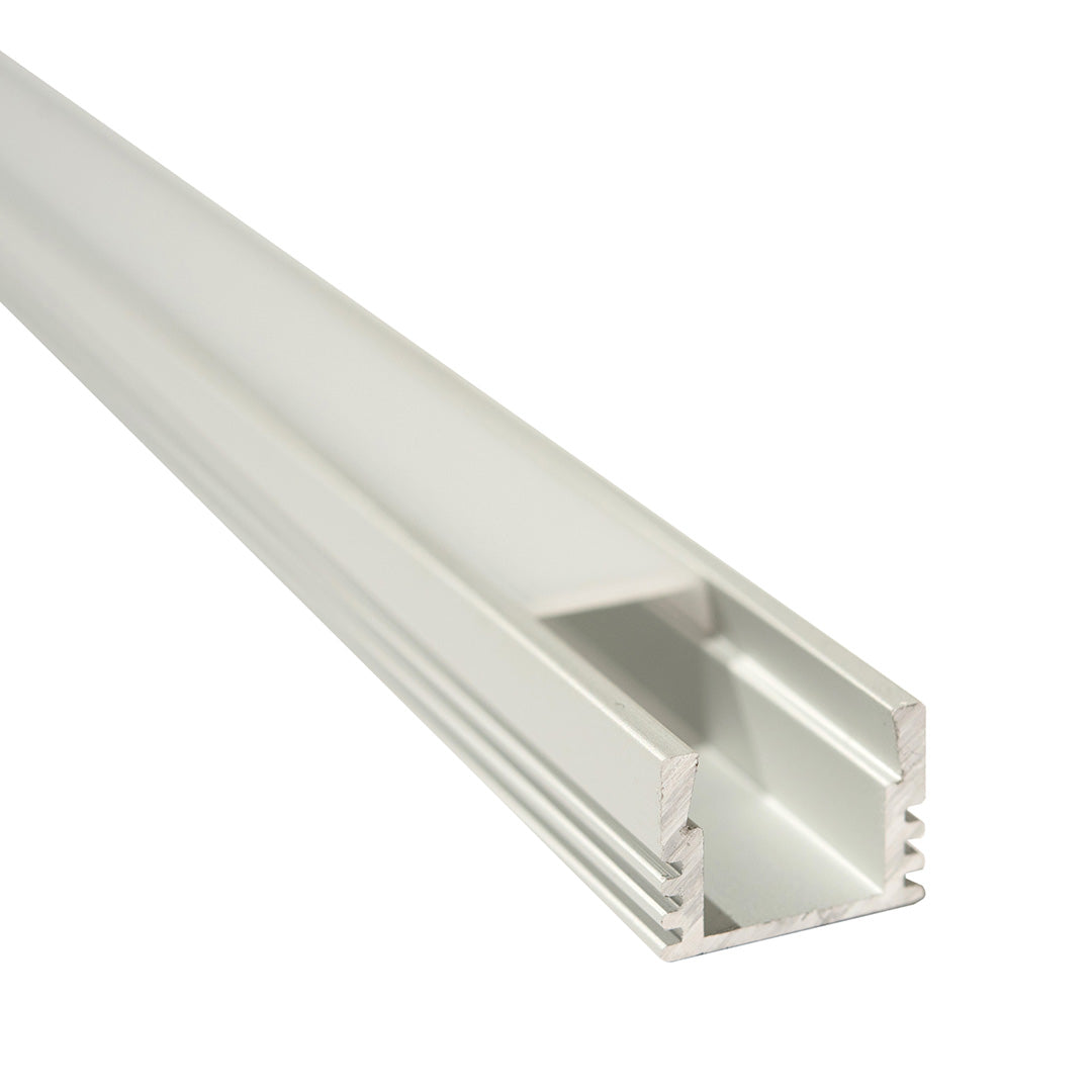 PERFIL ALUMINIO RECTANGULAR PLATA PARA TIRA, 2M, IP44