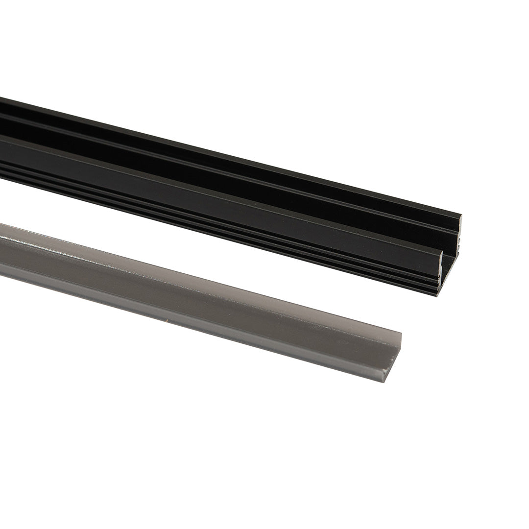 PERFIL ALUMINIO RECTANGULAR NEGRO PARA TIRA, 2M, IP44