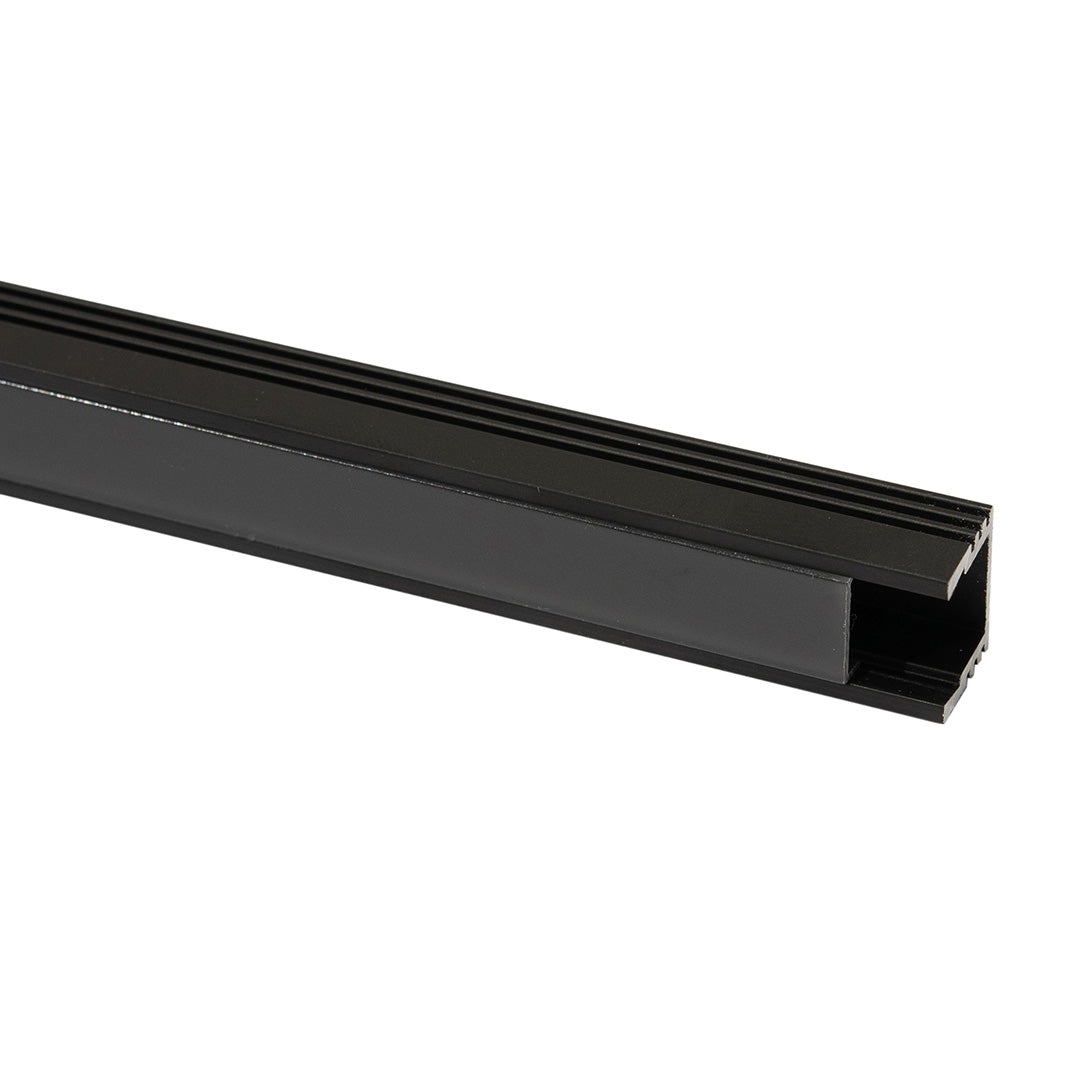 PERFIL ALUMINIO RECTANGULAR NEGRO PARA TIRA, 2M, IP44