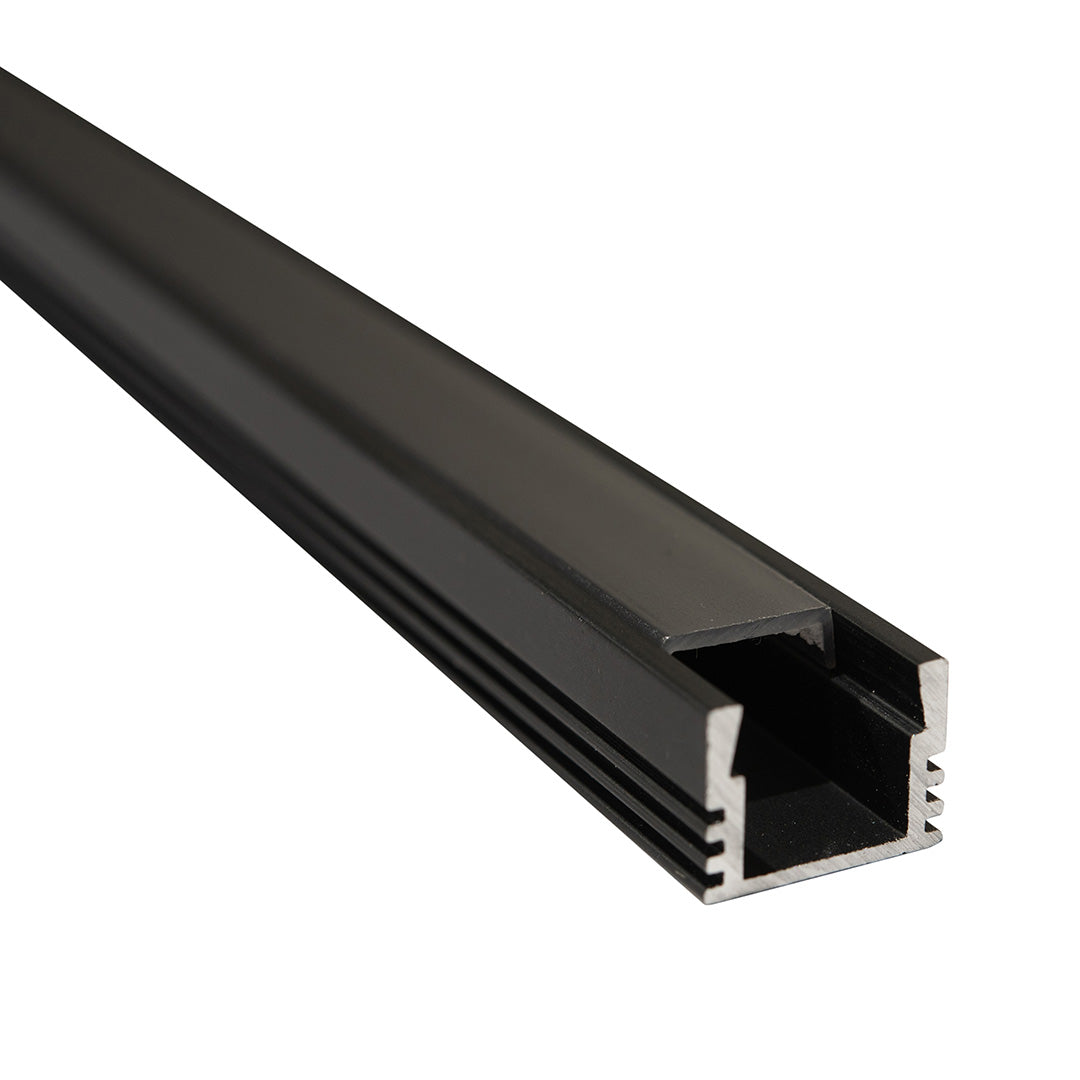 PERFIL ALUMINIO RECTANGULAR NEGRO PARA TIRA, 2M, IP44