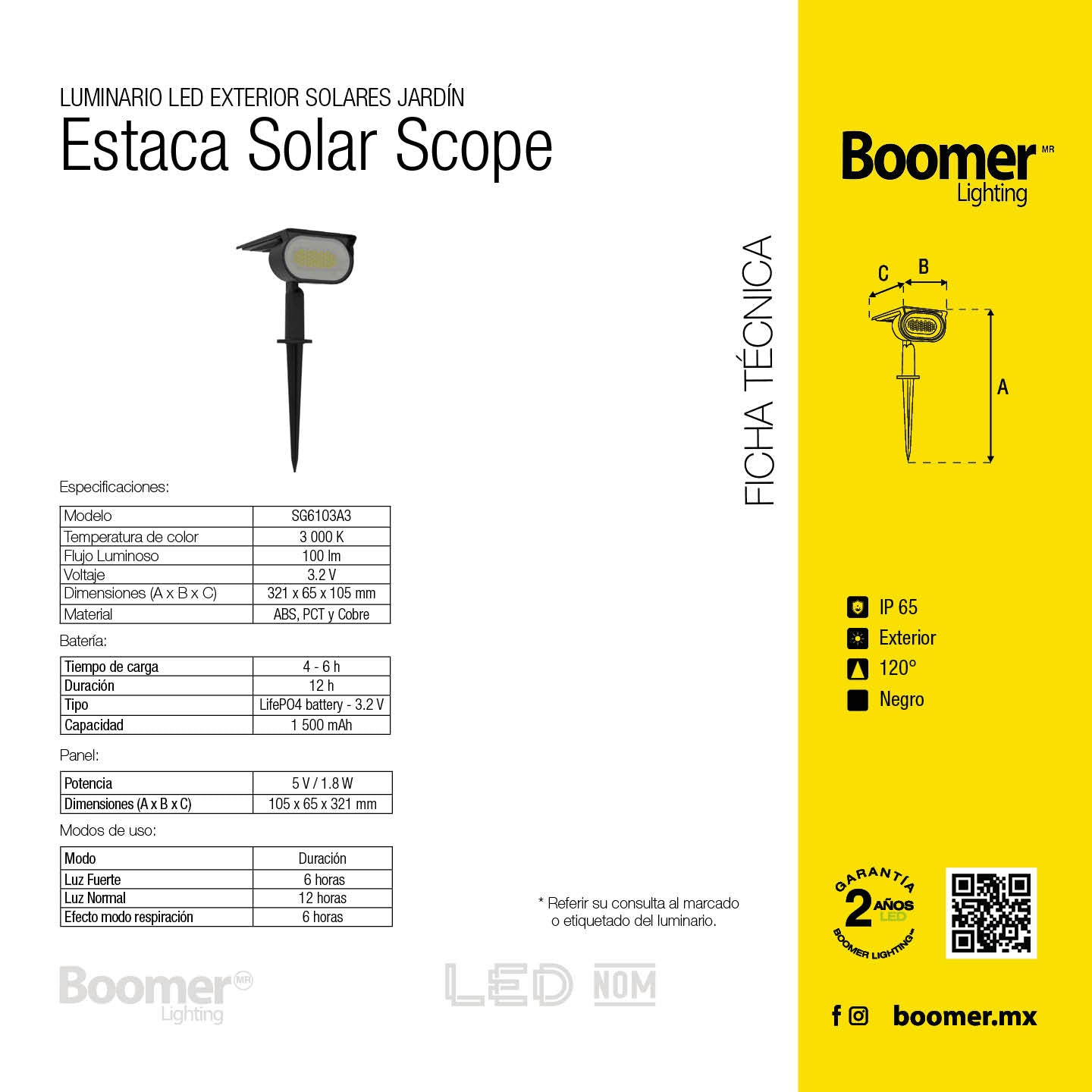 ESTACA SOLAR LED PARA JARDÍN LUZ CÁLIDA 2 PIEZAS 120° IP65