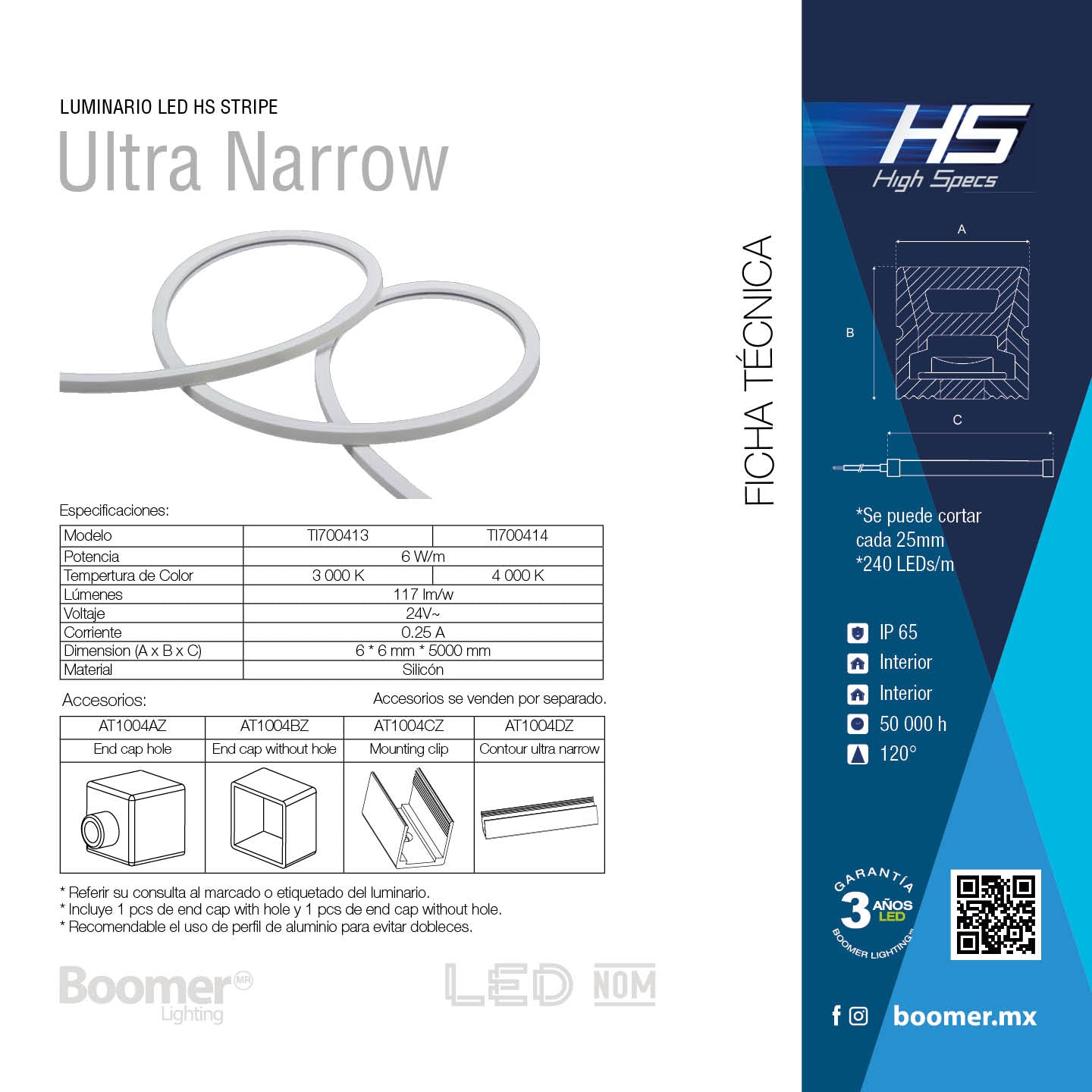 TIRA LED ULTRA NARROW ROLLO DE 5 METROS 6W 3000K 24V IP65